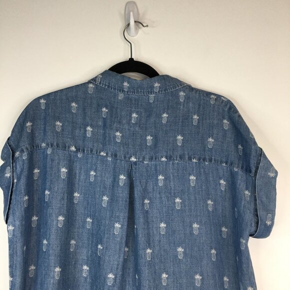 Rails Whitney Chambray Pineapple Button Down Shirt Blouse Size S - Picture 8 of 12